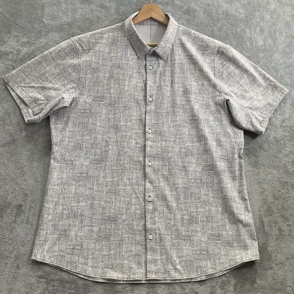 Lululemon Airing Easy Shirt Mens XXL Short-Sleeve Button Down Marker Check